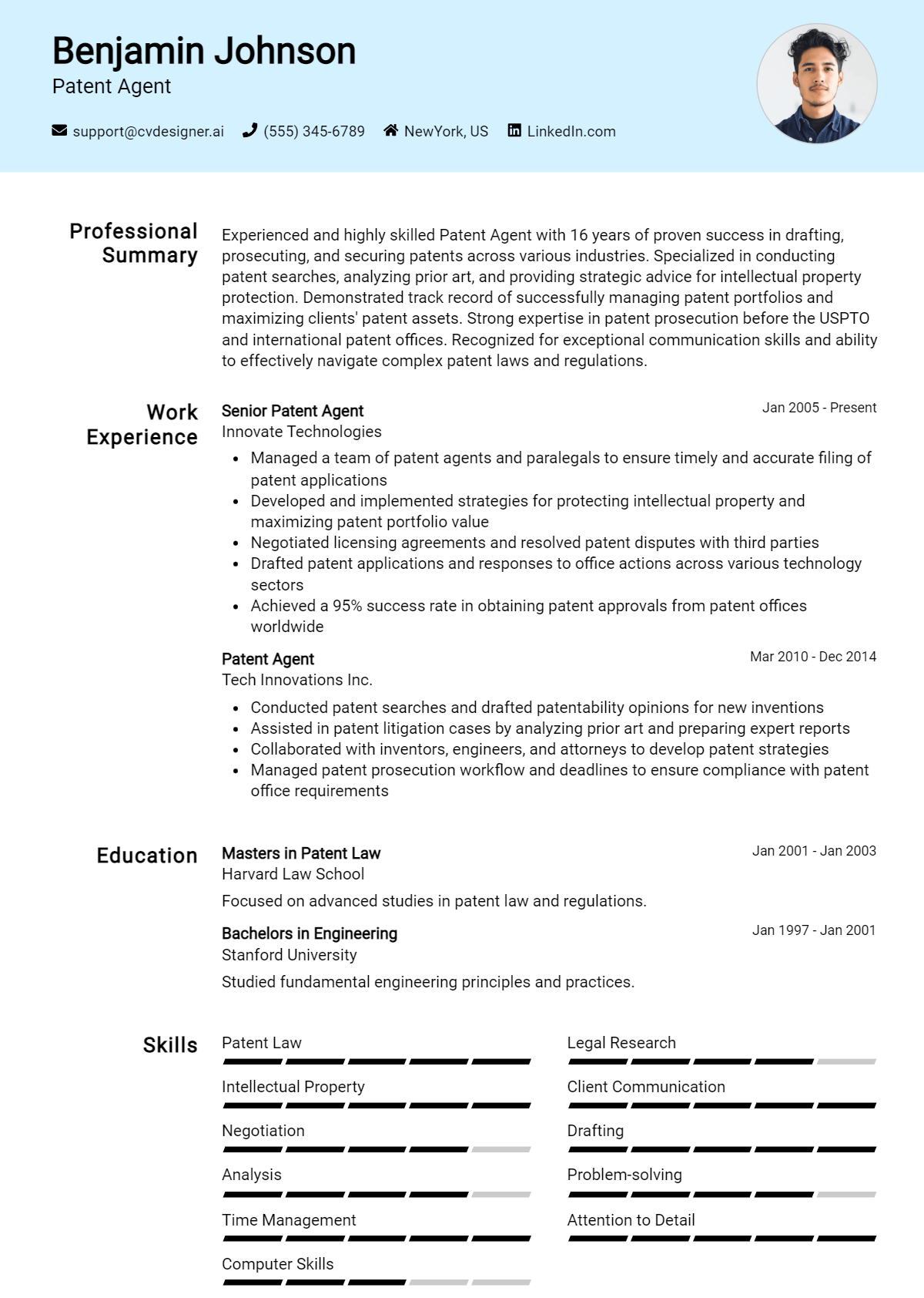 Patent Agent Resume Example for 2026: Best Tips & Templates Preview