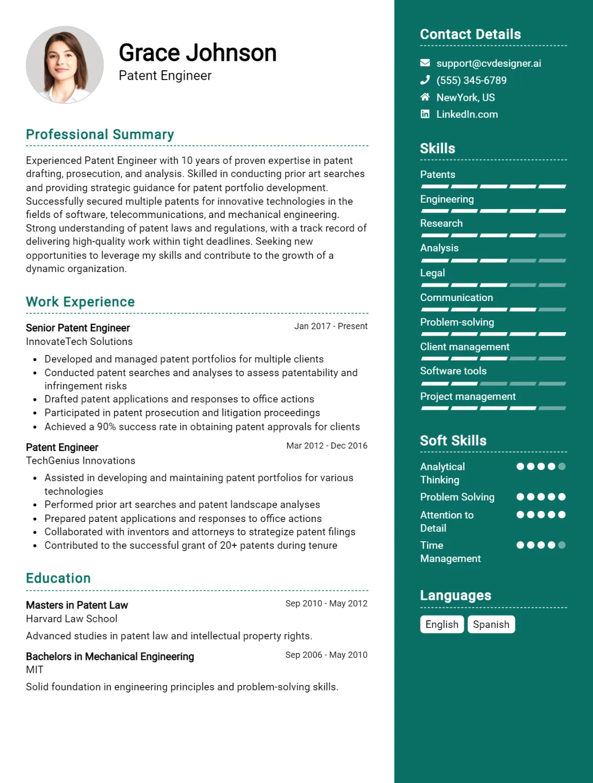 Patent Engineer CV Example For 2026: Proven Tips & Templates Preview