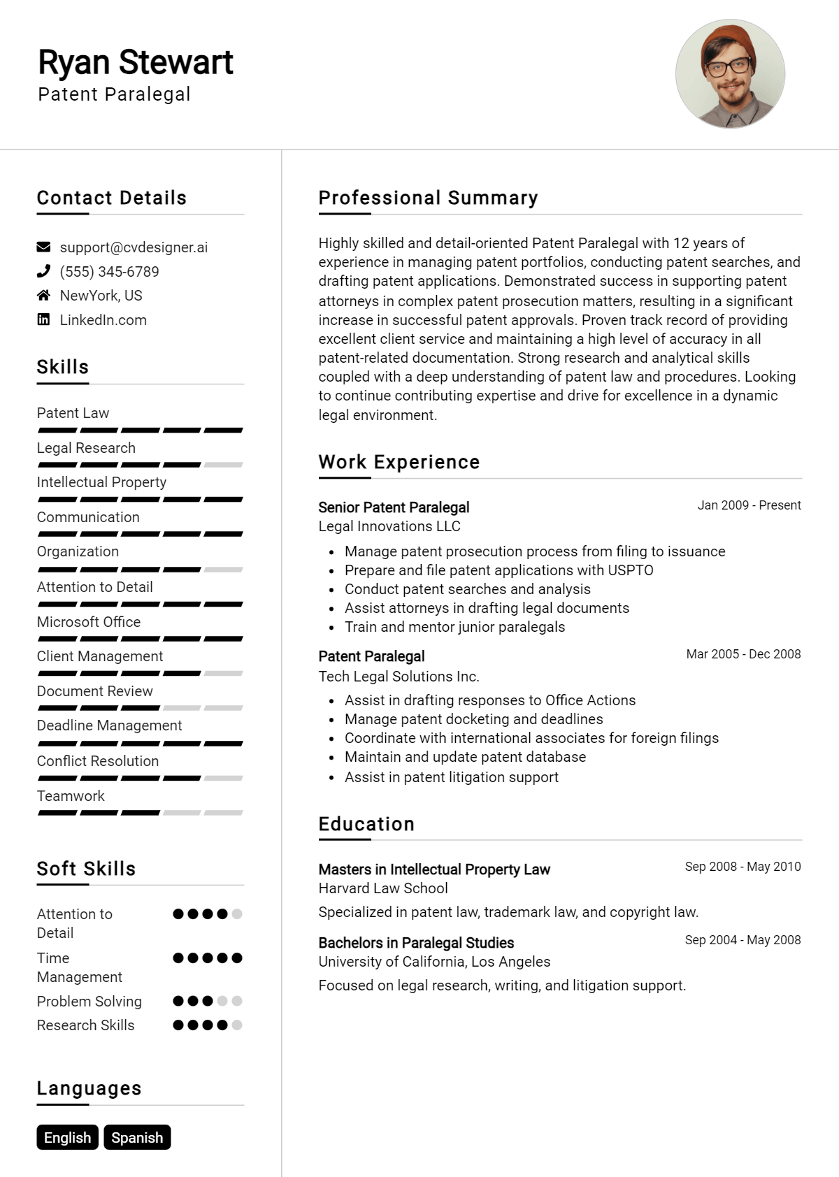 Patent Paralegal Resume Example for 2026: Free Downloadable Templates Preview