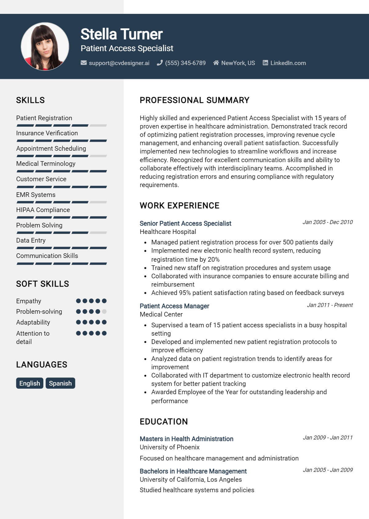 Patient Access Specialist Resume Example for 2026: How to Craft a Winning CV Preview