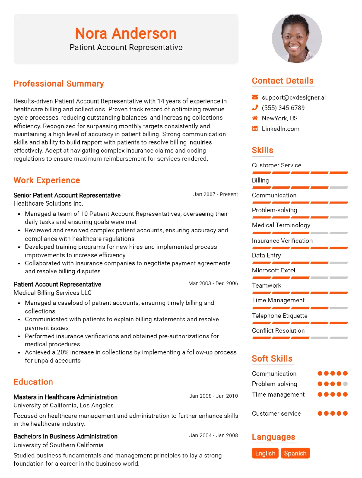 Patient Account Representative CV Example For 2026: Ultimate Guide Preview