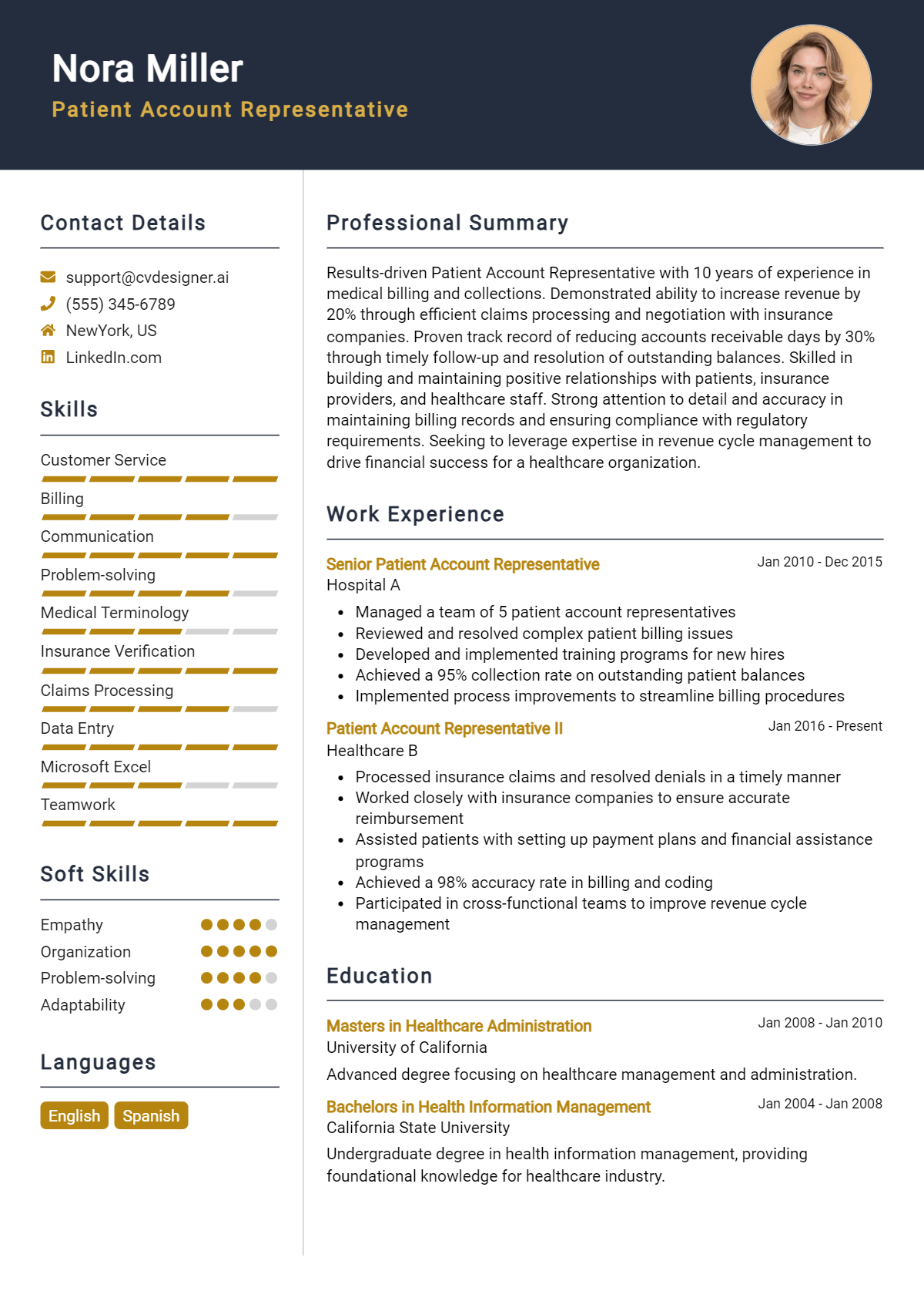 Patient Account Representative Resume Example for 2026: Best Formatting Tips Preview