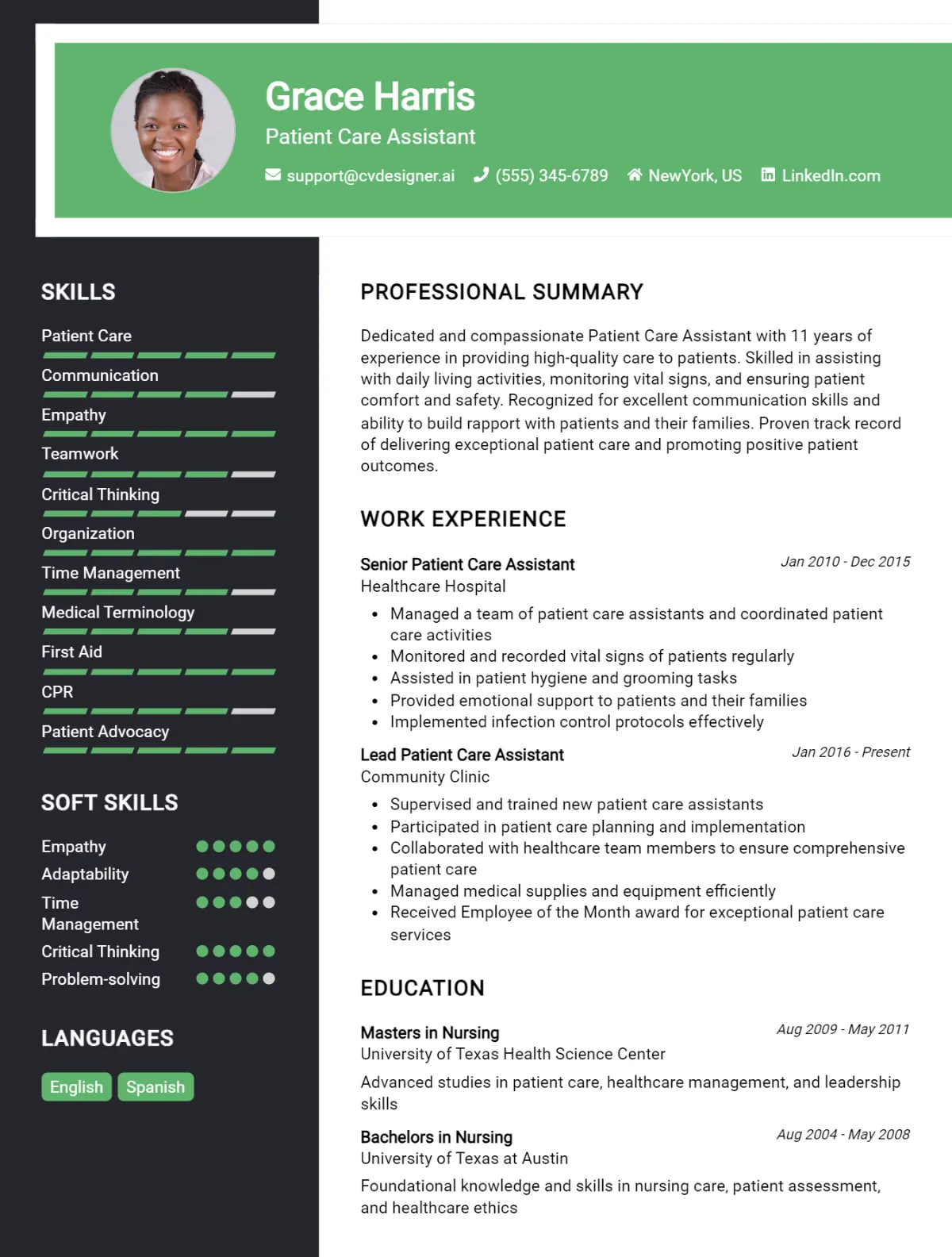 Patient Care Assistant CV Example For 2026: Samples & Best Practices Preview