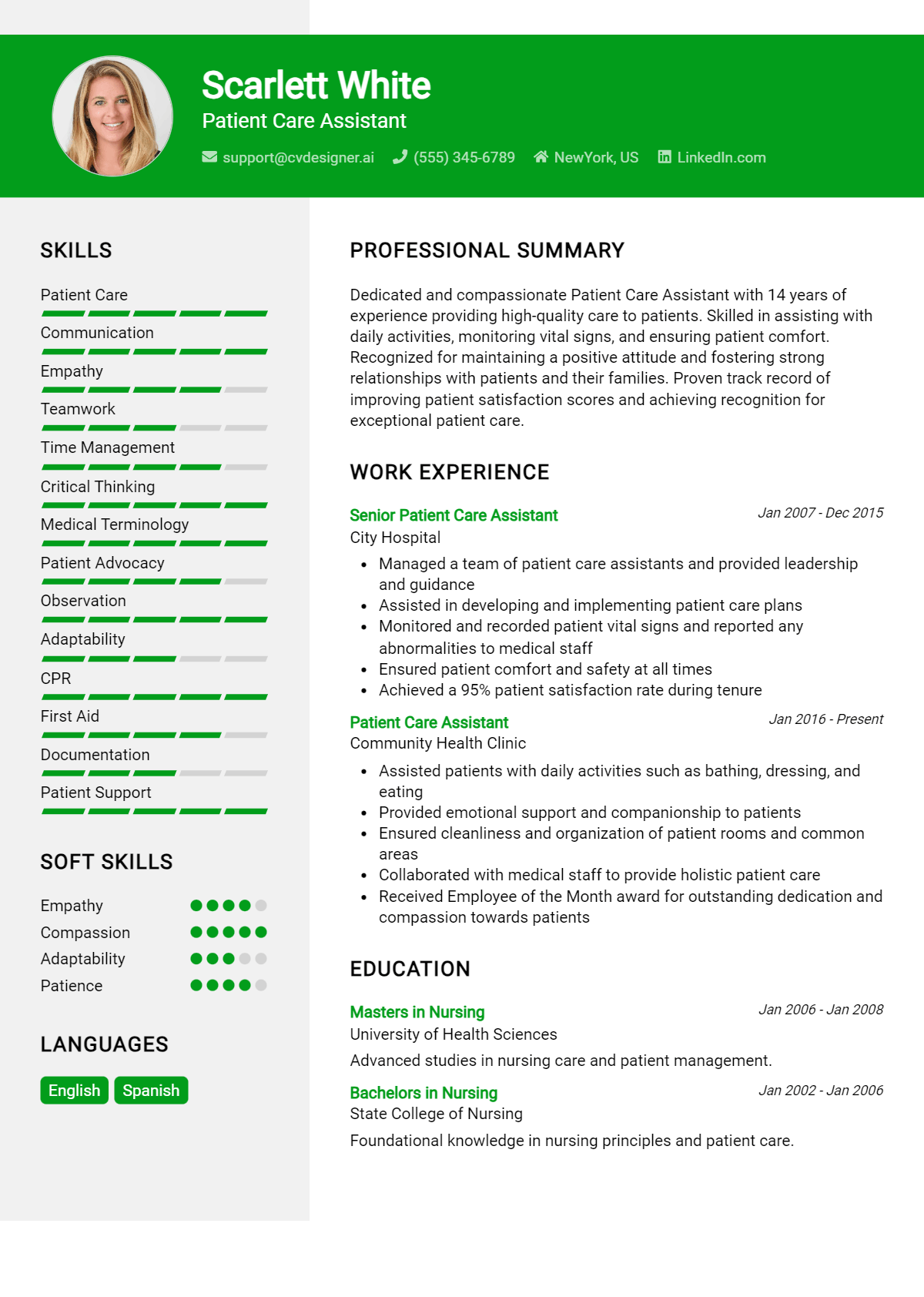 Patient Care Assistant Resume Example for 2026: Samples & Best Practices Preview