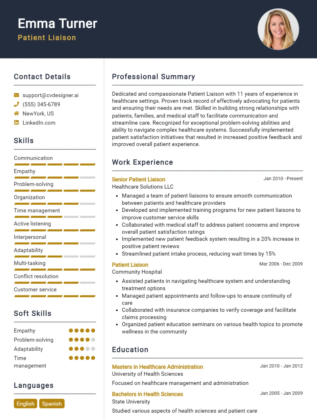 Patient Liaison CV Example For 2026: Free Downloadable Templates Preview