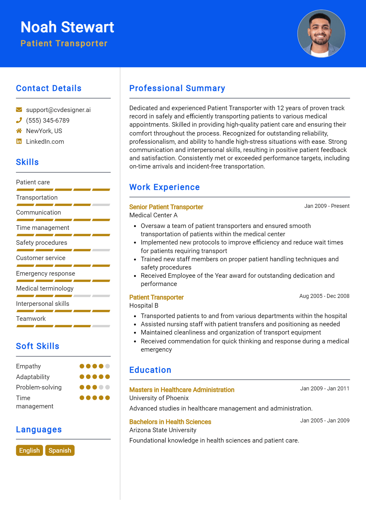 Patient Transporter Resume Example for 2026: Best Tips & Templates Preview