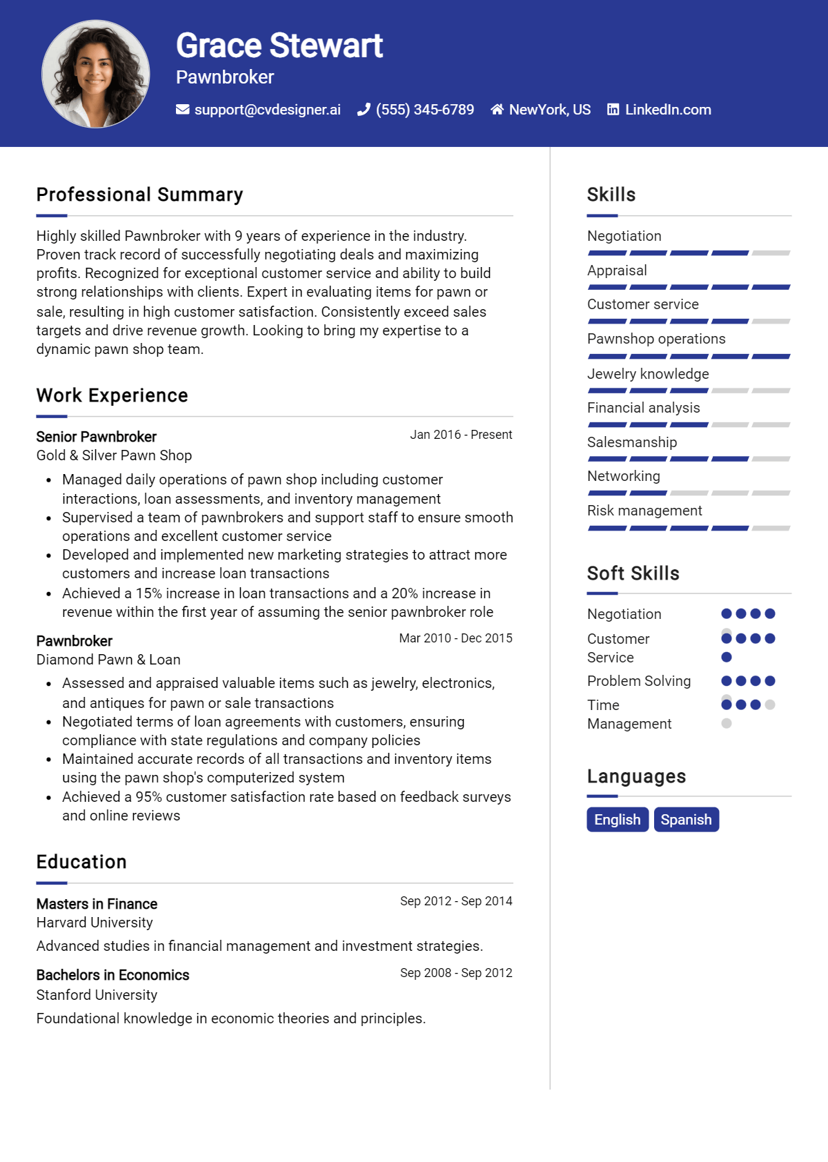 Pawnbroker Resume Example for 2026: Free Downloadable Templates Preview