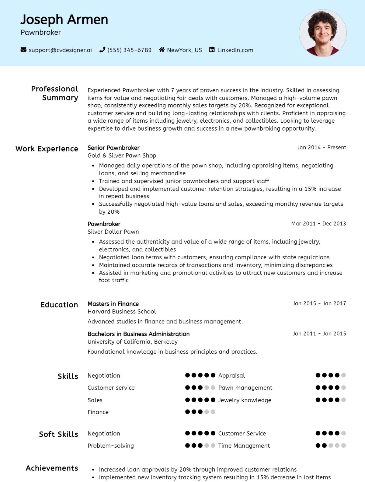 Pawnbroker CV Example For 2026: Tips & Templates Preview