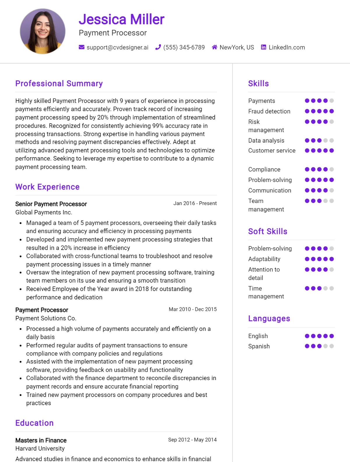 Payment Processor CV Example For 2026: Tips to Stand Out Preview