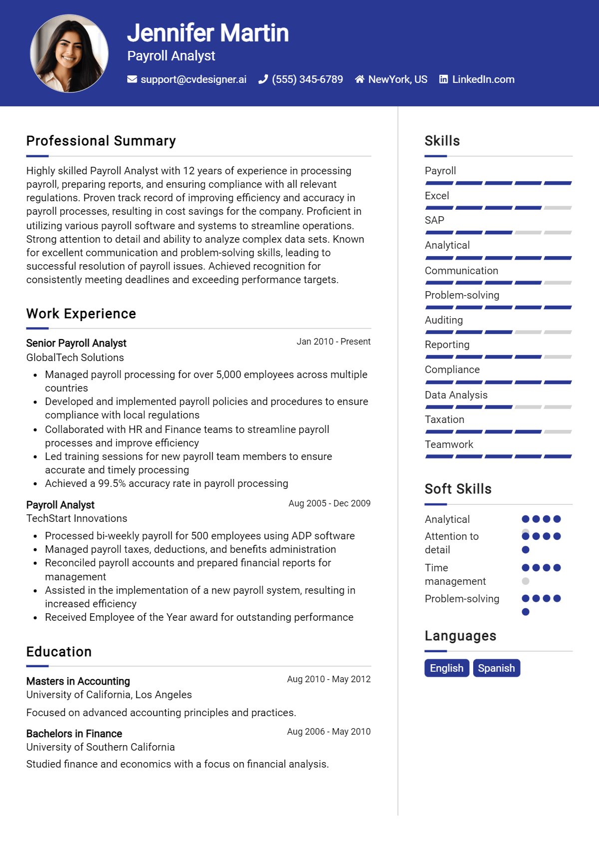 8 Payroll Analyst Resume Examples And Templates for 2026 Preview