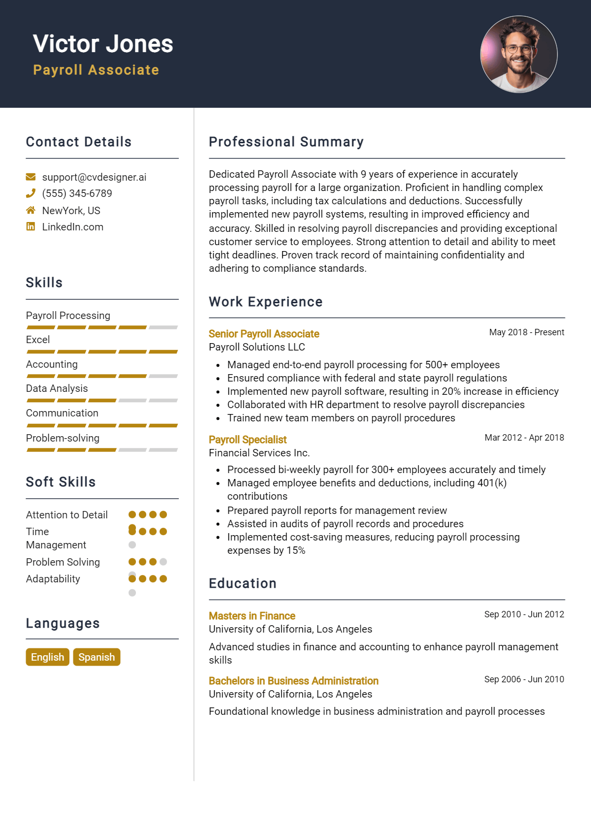 7 Payroll Associate Resume Examples And Templates for 2026 Preview