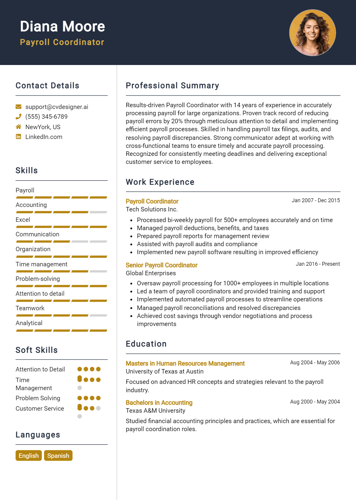 9 Payroll Coordinator Resume Examples And Templates for 2026 Preview