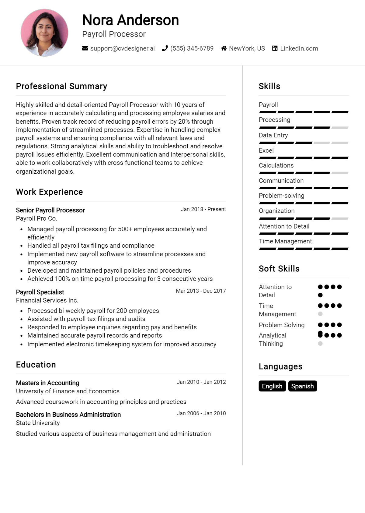 7 Payroll Processor Resume Examples And Templates for 2026 Preview