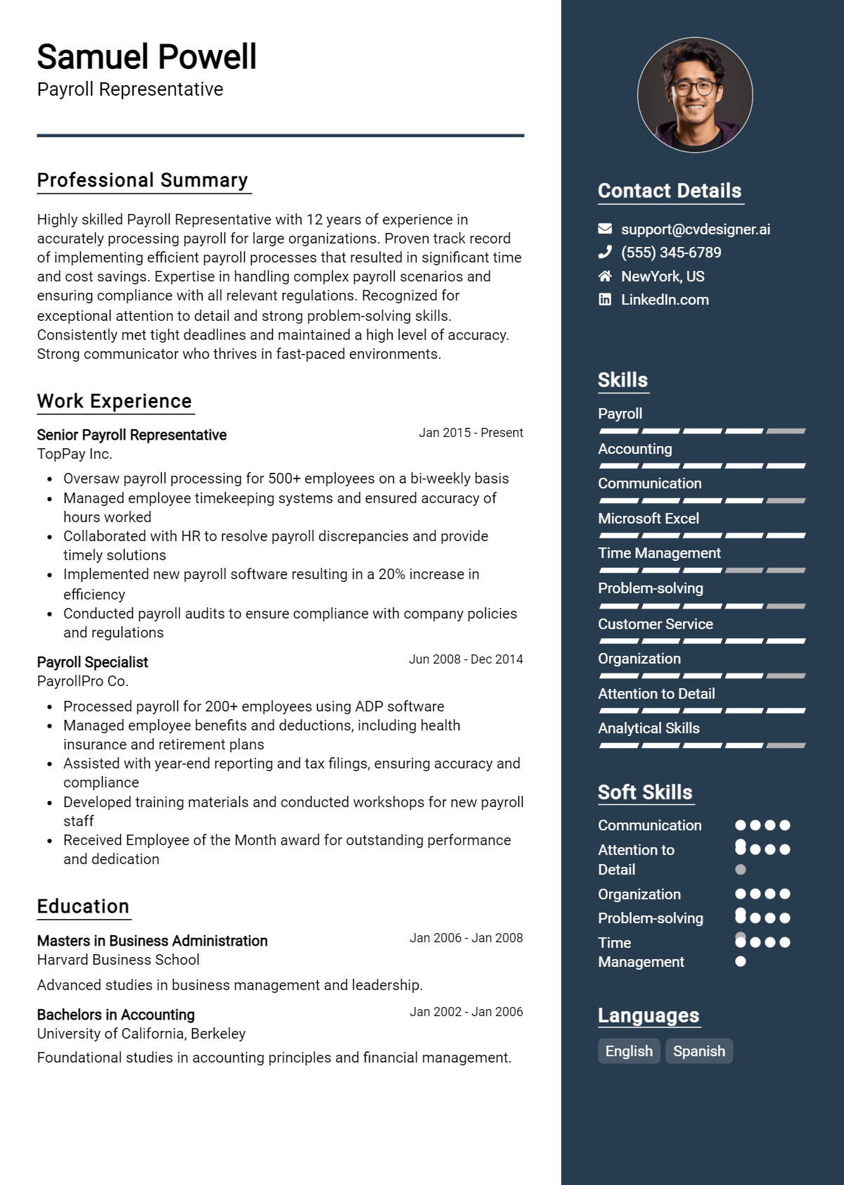 9 Payroll Representative Resume Examples And Templates for 2026 Preview