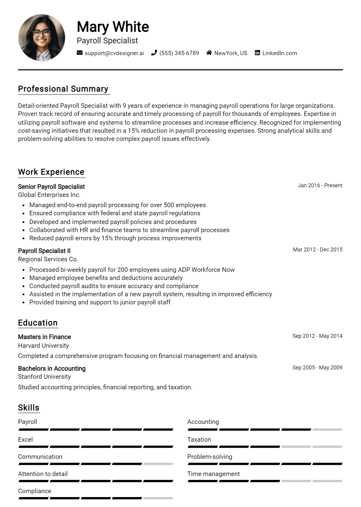 9 Payroll Specialist Resume Examples And Templates for 2026 Preview