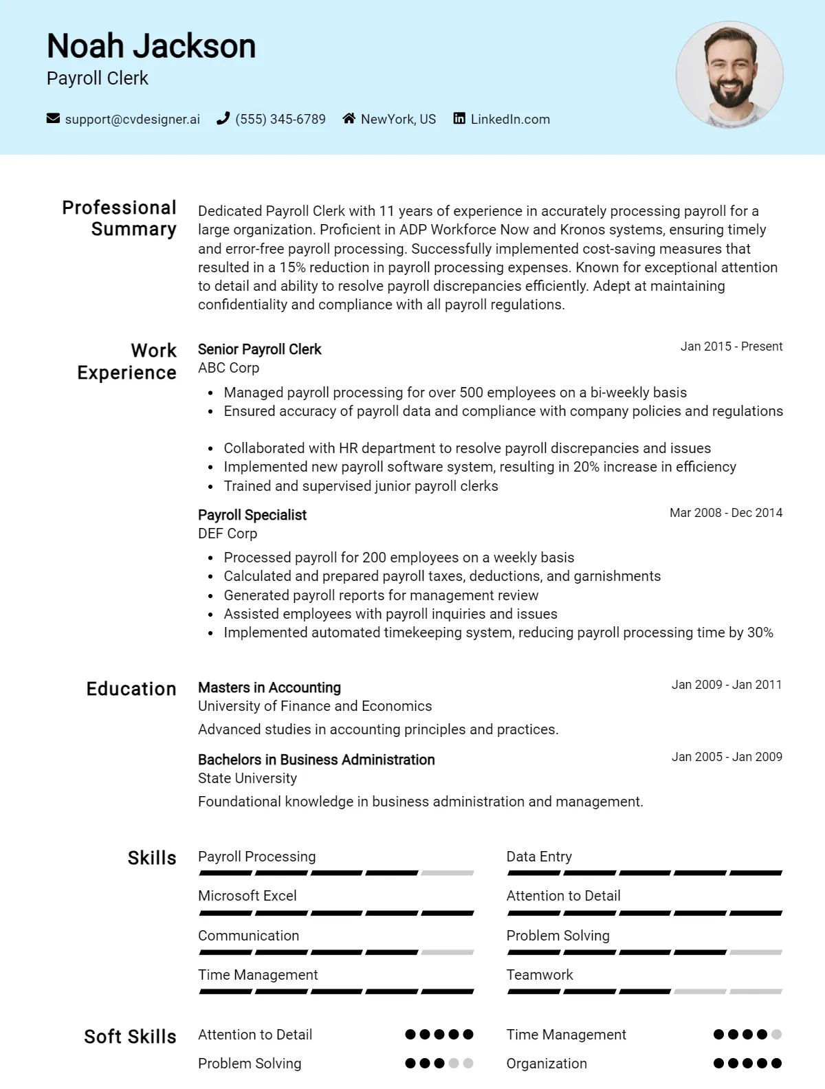 Payroll Clerk CV Example & Templates for 2026 Preview
