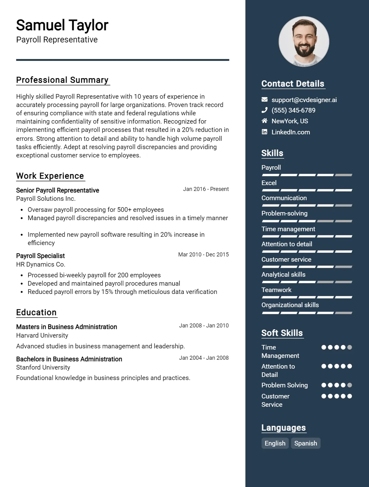 Payroll Representative CV Example For 2026: Best Formatting Tips Preview