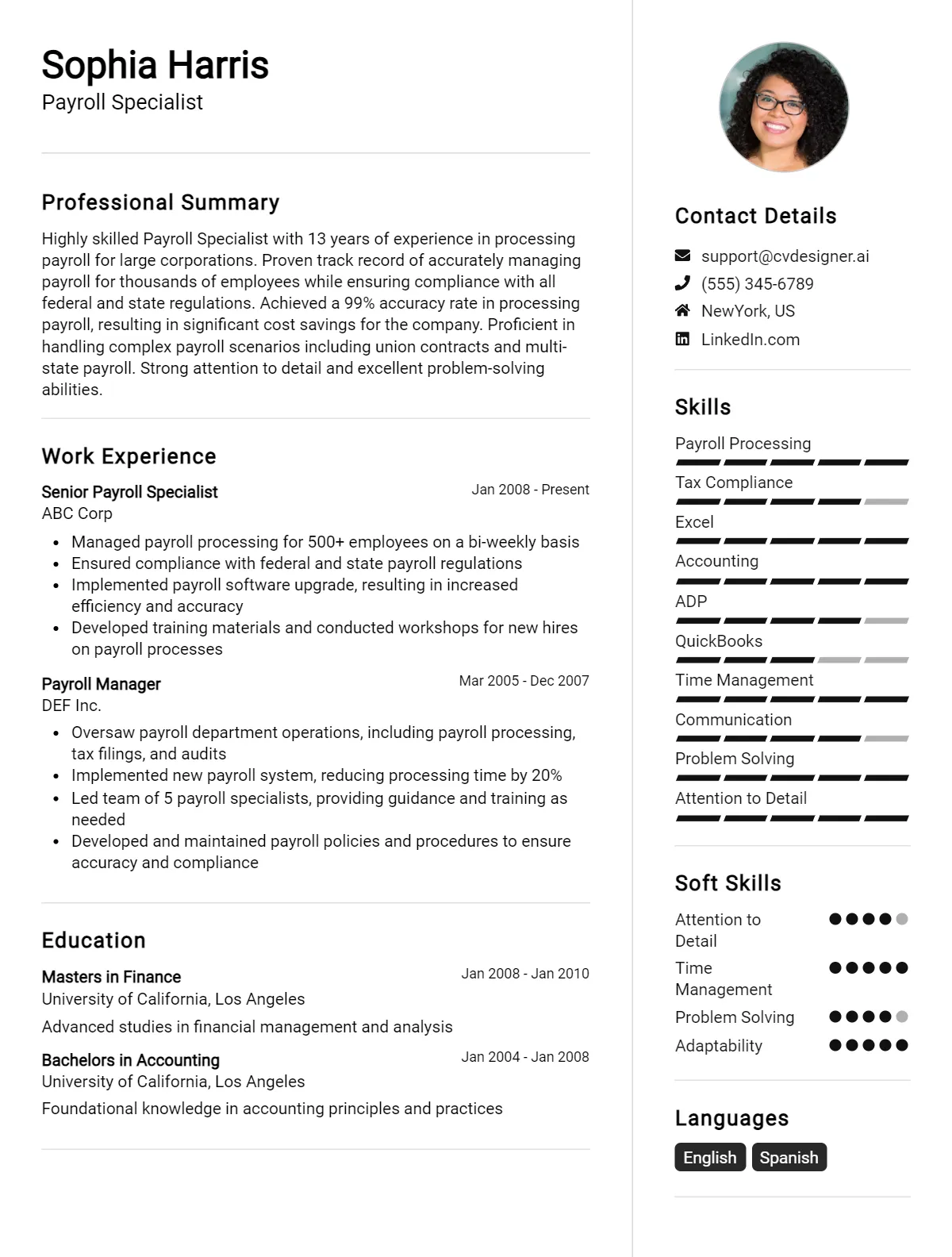 12 Payroll Specialist CV Examples And Templates For 2026 Preview