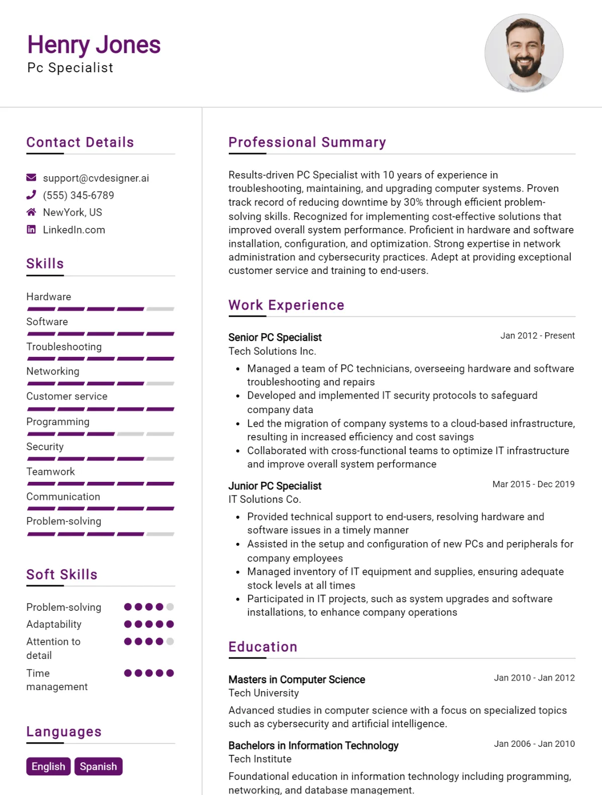 Pc Specialist CV Example For 2026: Proven Tips & Templates Preview