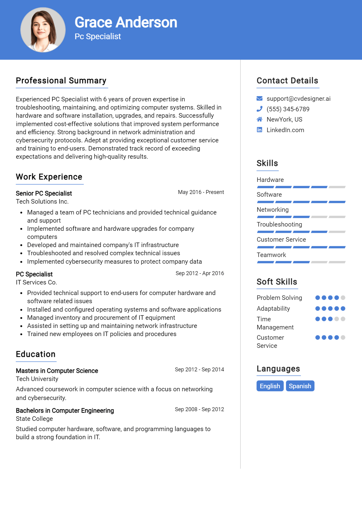 Pc Specialist Resume Example for 2026: Tips & Templates Preview