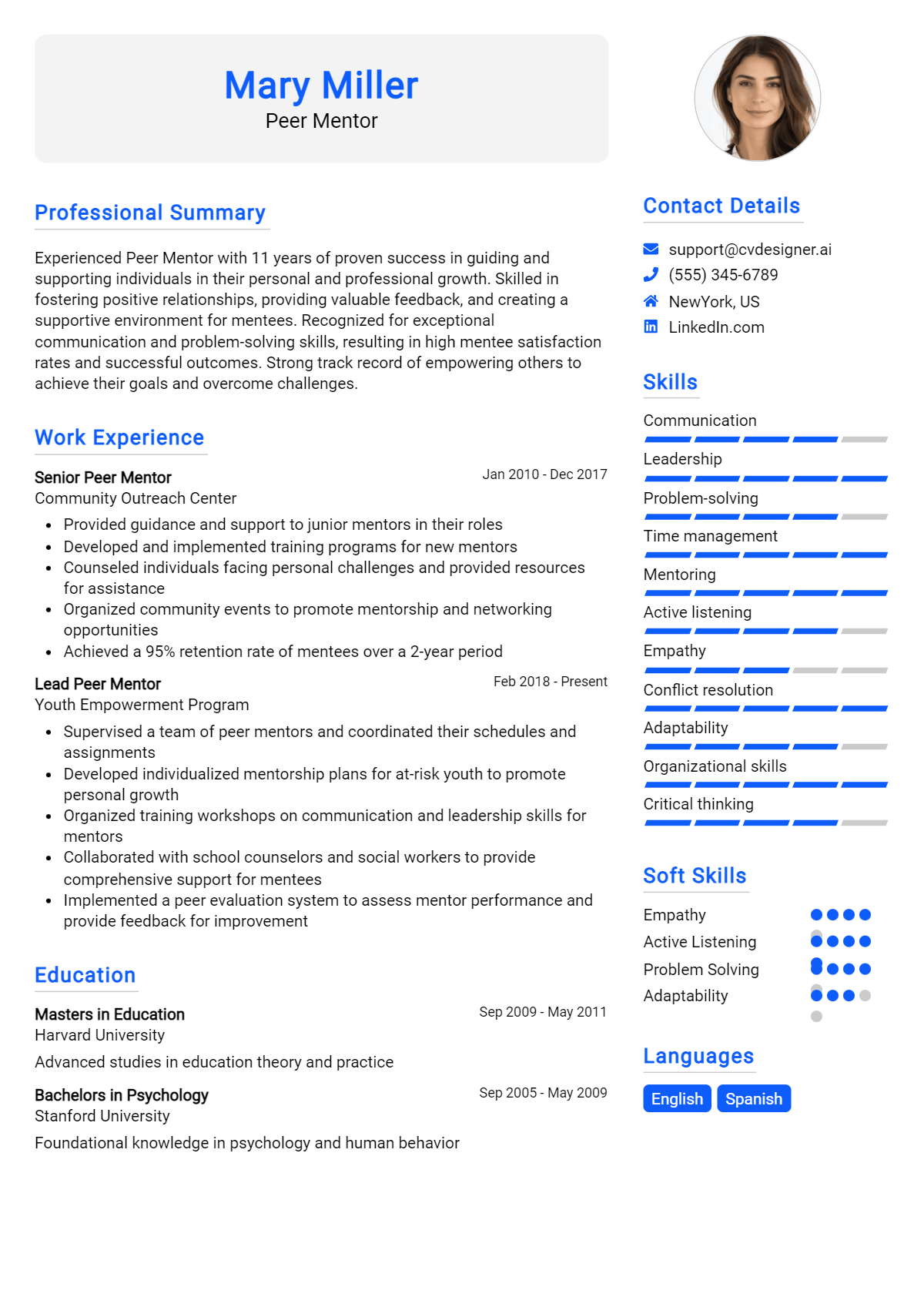 Peer Mentor Resume Example for 2026: Effective CV Writing Tips Preview