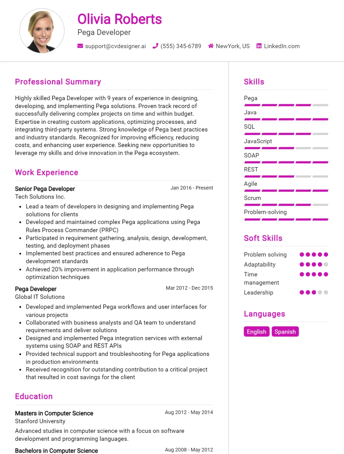 Pega Developer CV Example For 2026: Tips to Stand Out Preview
