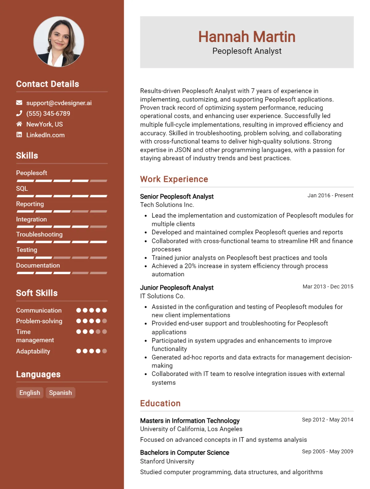 Peoplesoft Analyst CV Example For 2026: Effective CV Writing Tips Preview