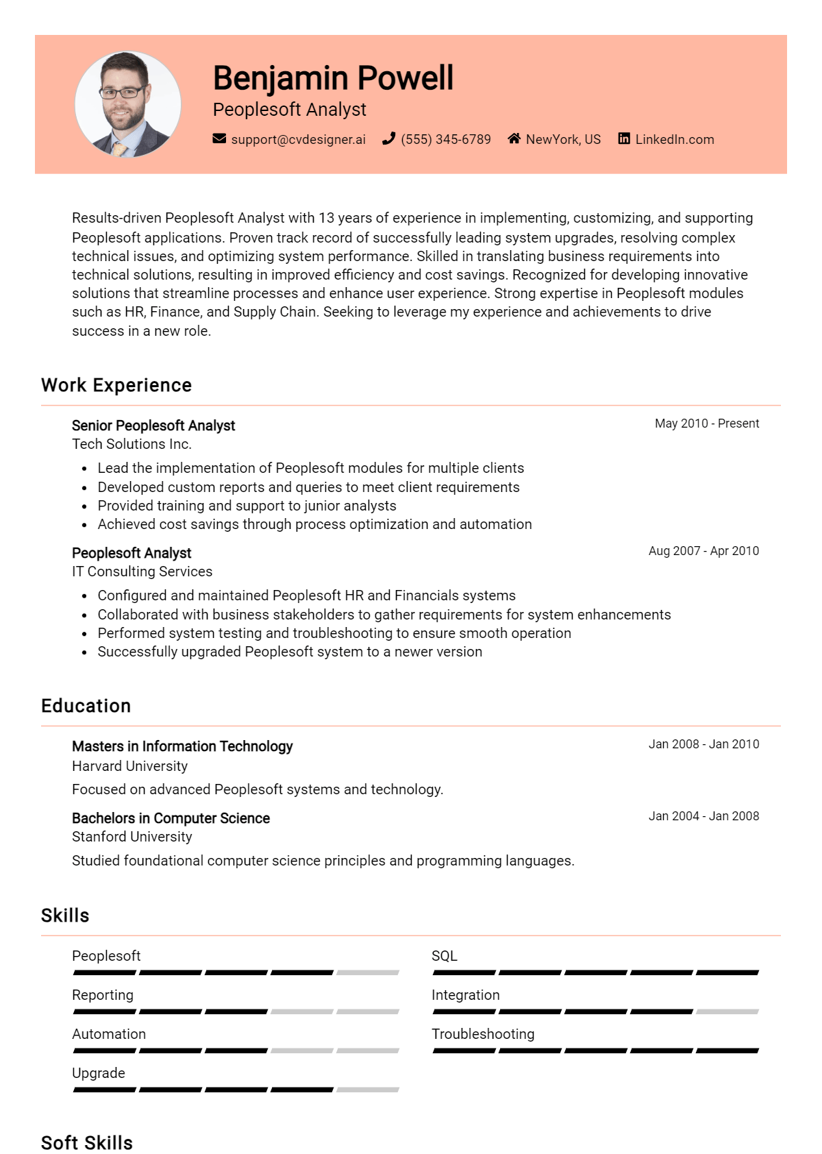 Peoplesoft Analyst Resume Example for 2026: Effective Tips Preview