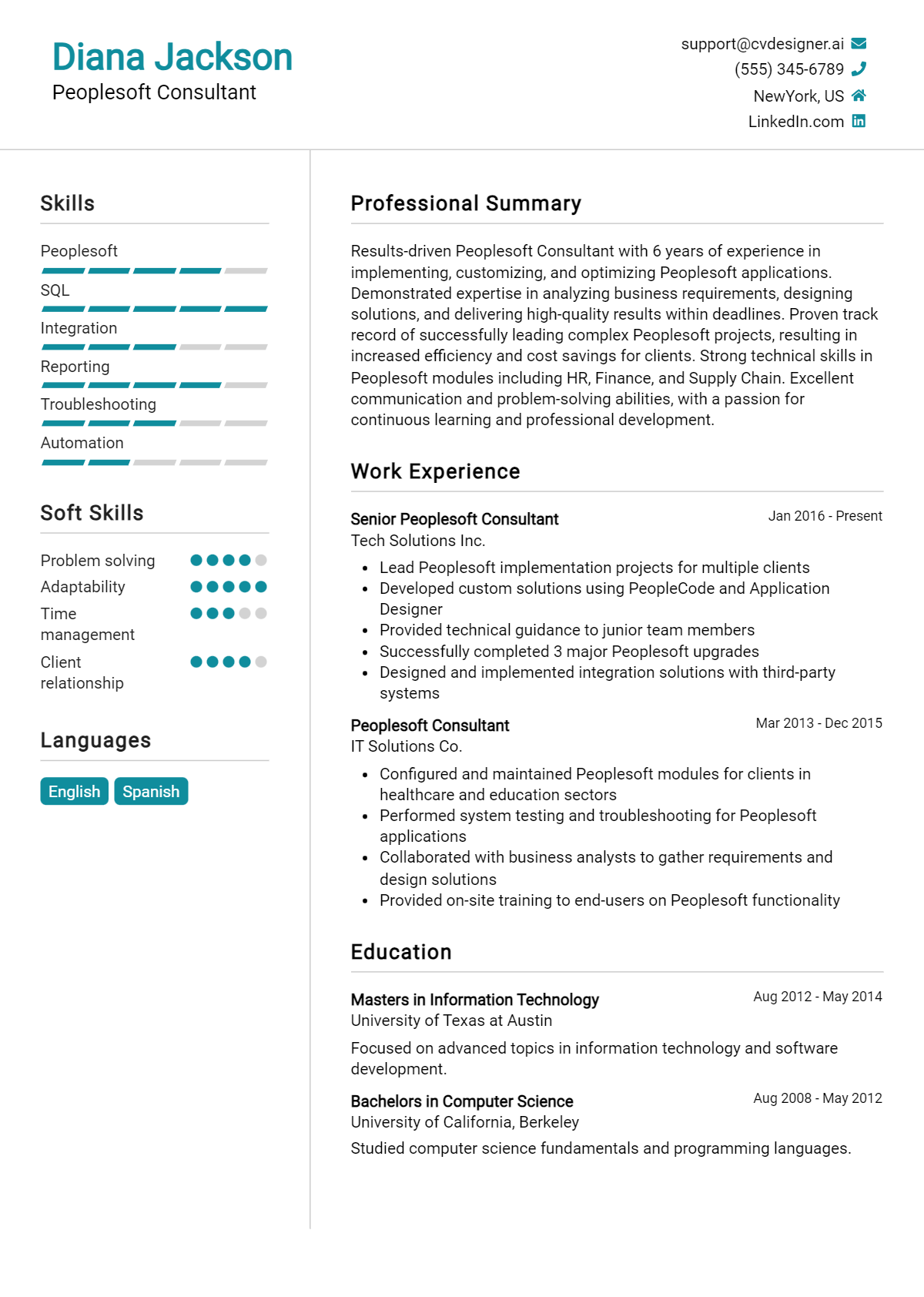 Peoplesoft Consultant Resume Example for 2026: Best Writing Tips Preview