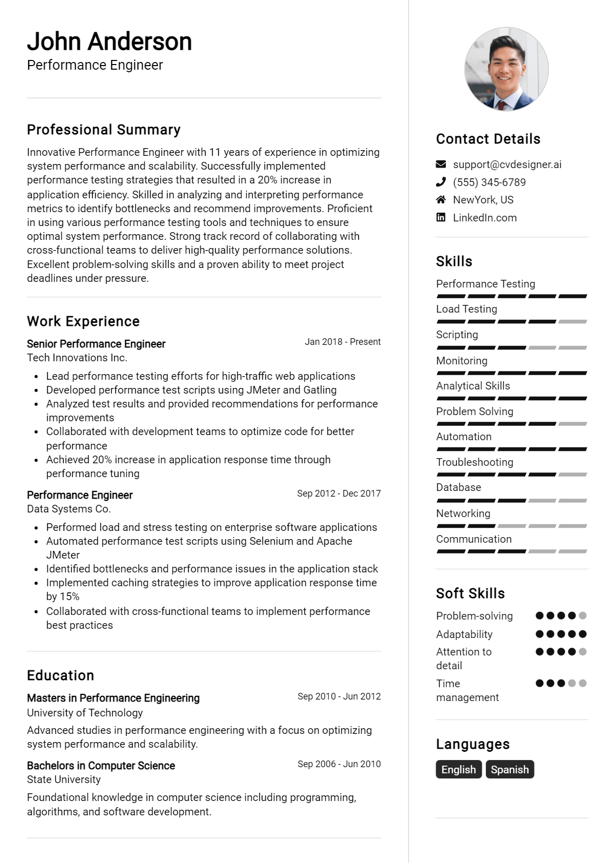 Performance Engineer Resume Example for 2026: Effective CV Writing Tips Preview
