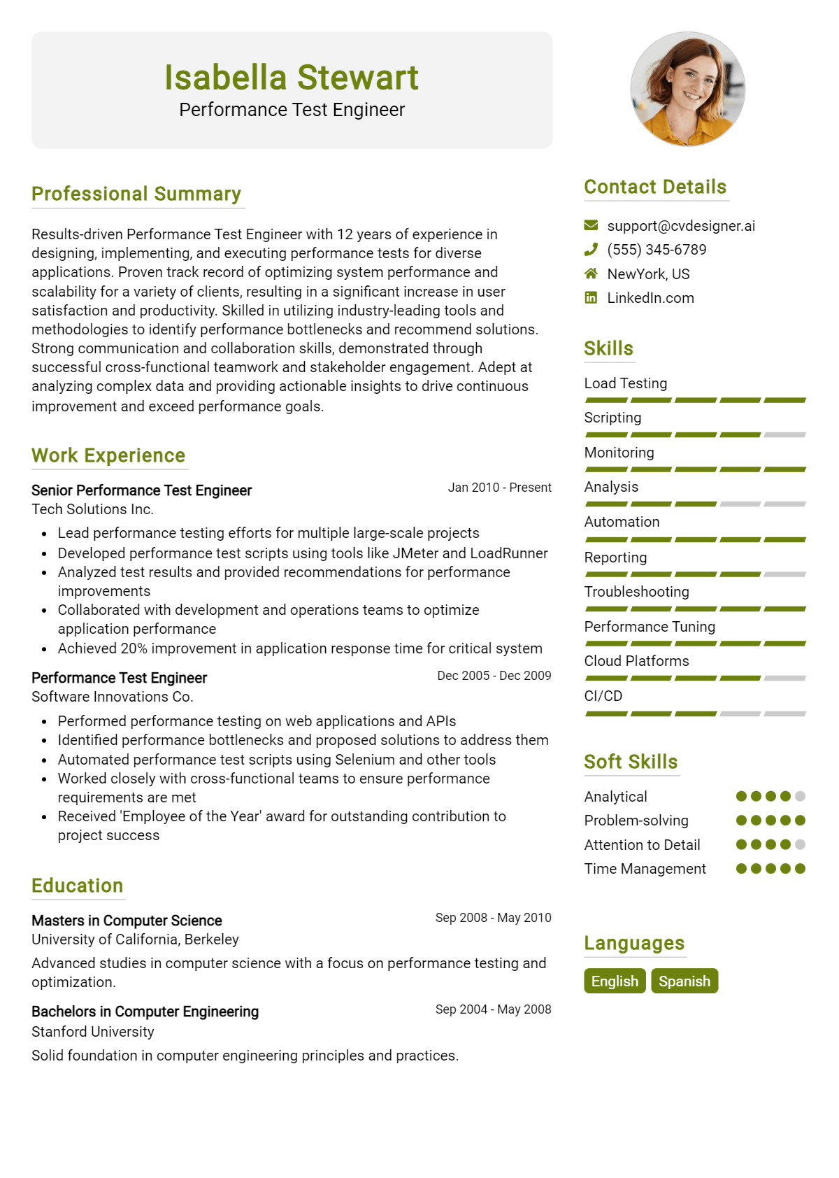 Performance Test Engineer Resume Example for 2026: Expert Tips & Templates Preview