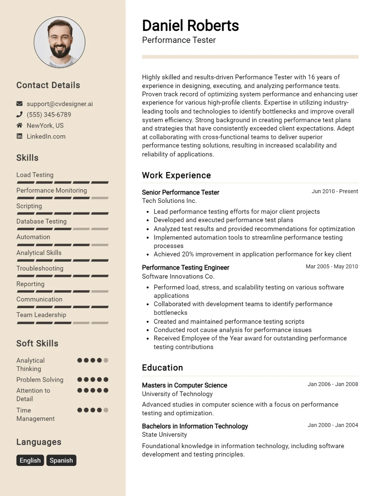 Performance Tester CV Example For 2026: Samples & Best Practices Preview