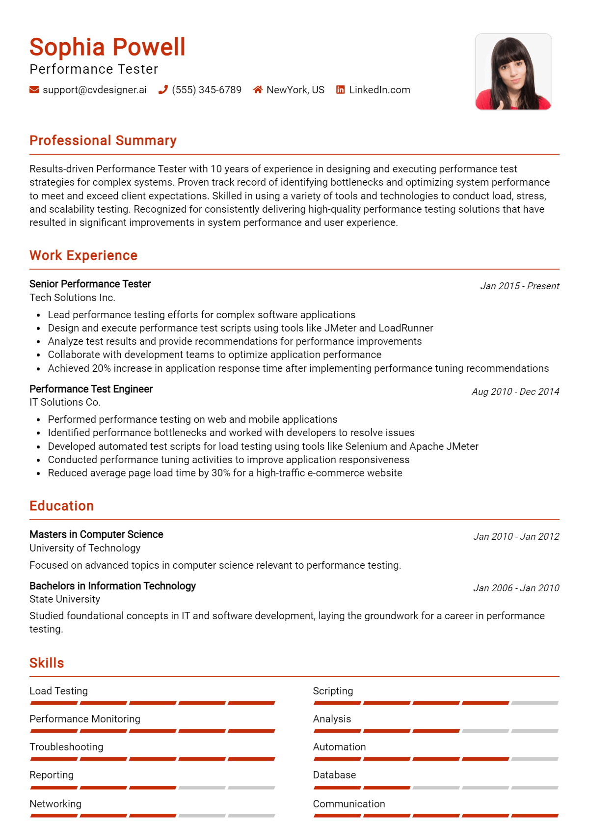 Performance Tester Resume Example for 2026: Ultimate Guide Preview