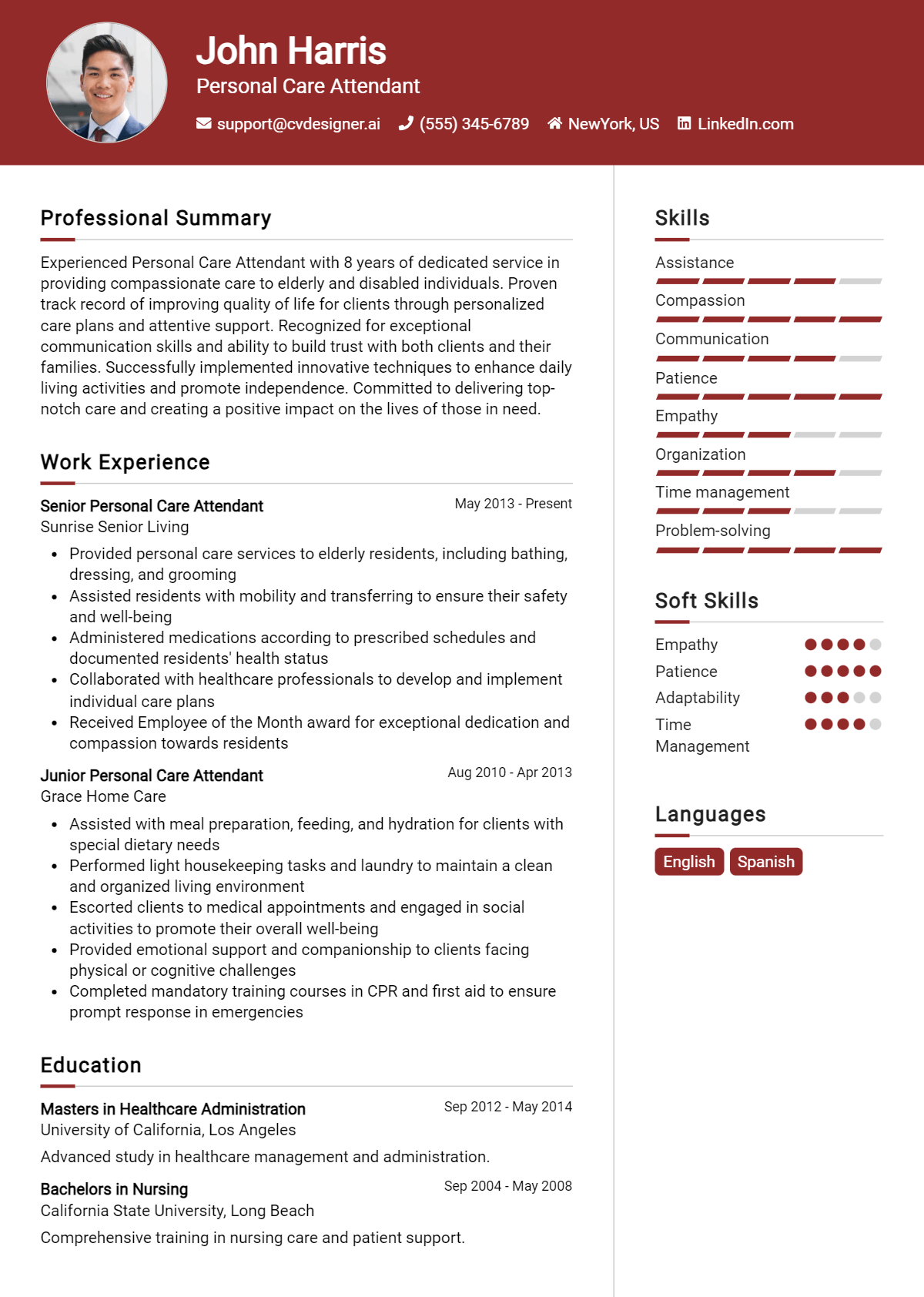 Personal Care Attendant Resume Example for 2026: Strategies & Templates Preview