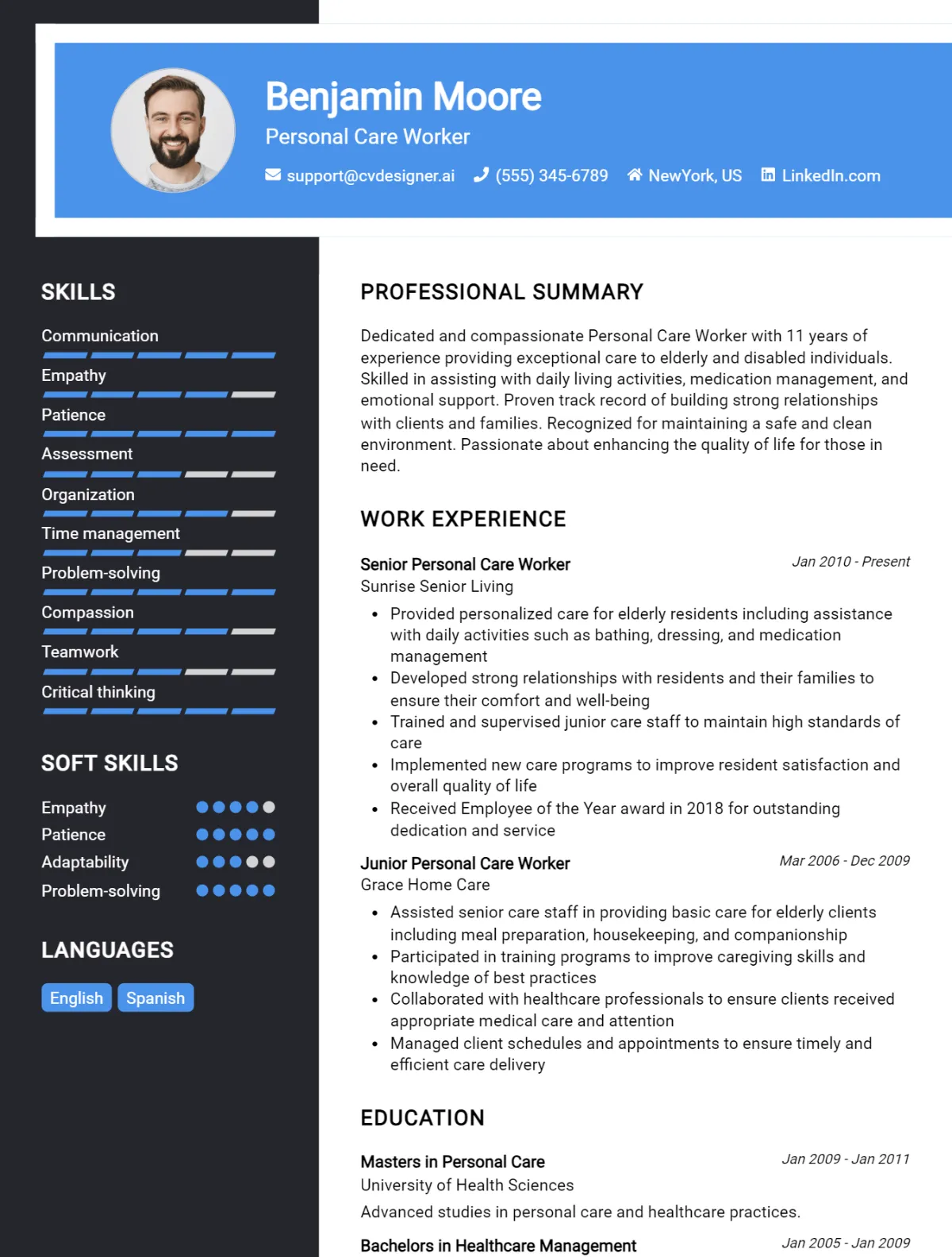 Personal Care Worker CV Example For 2026: Tips & Templates Preview