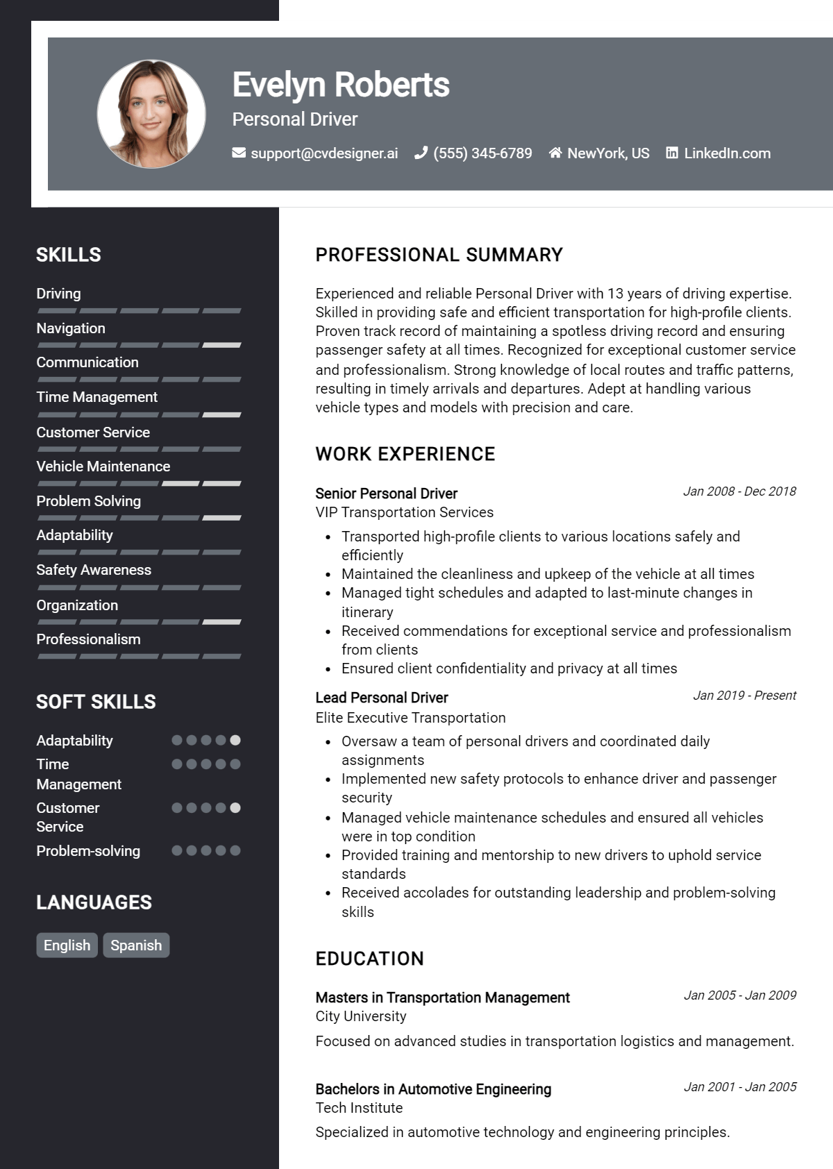 22 Personal Driver Resume Examples for 2026: Resume Guide Preview