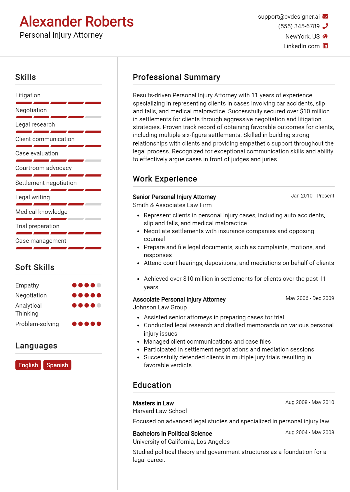 Personal Injury Attorney Resume Example for 2026: Best Writing Guide Preview