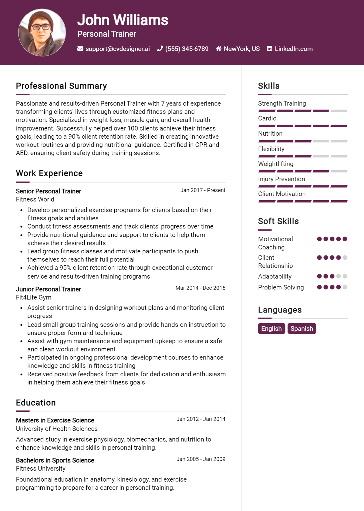 Personal Trainer Resume Example for 2026: Expert Tips & Templates Preview