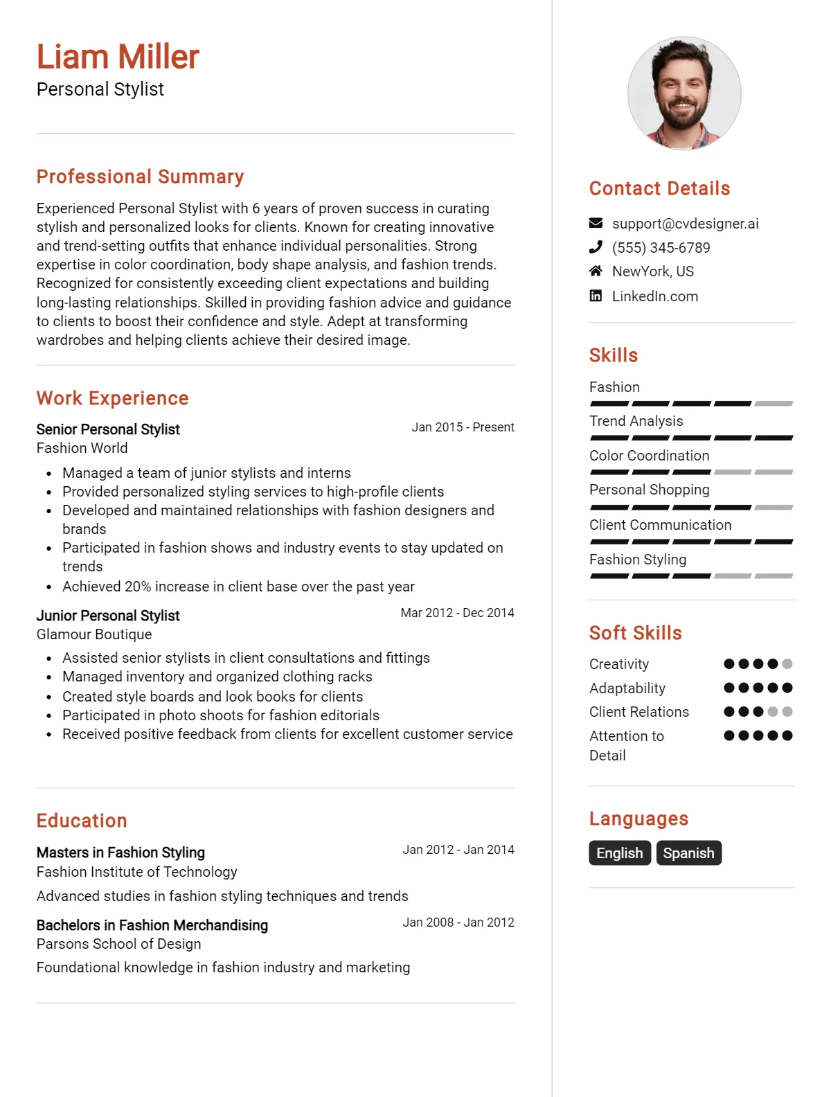 Personal Stylist CV Example For 2026: Top Tips & Samples Preview