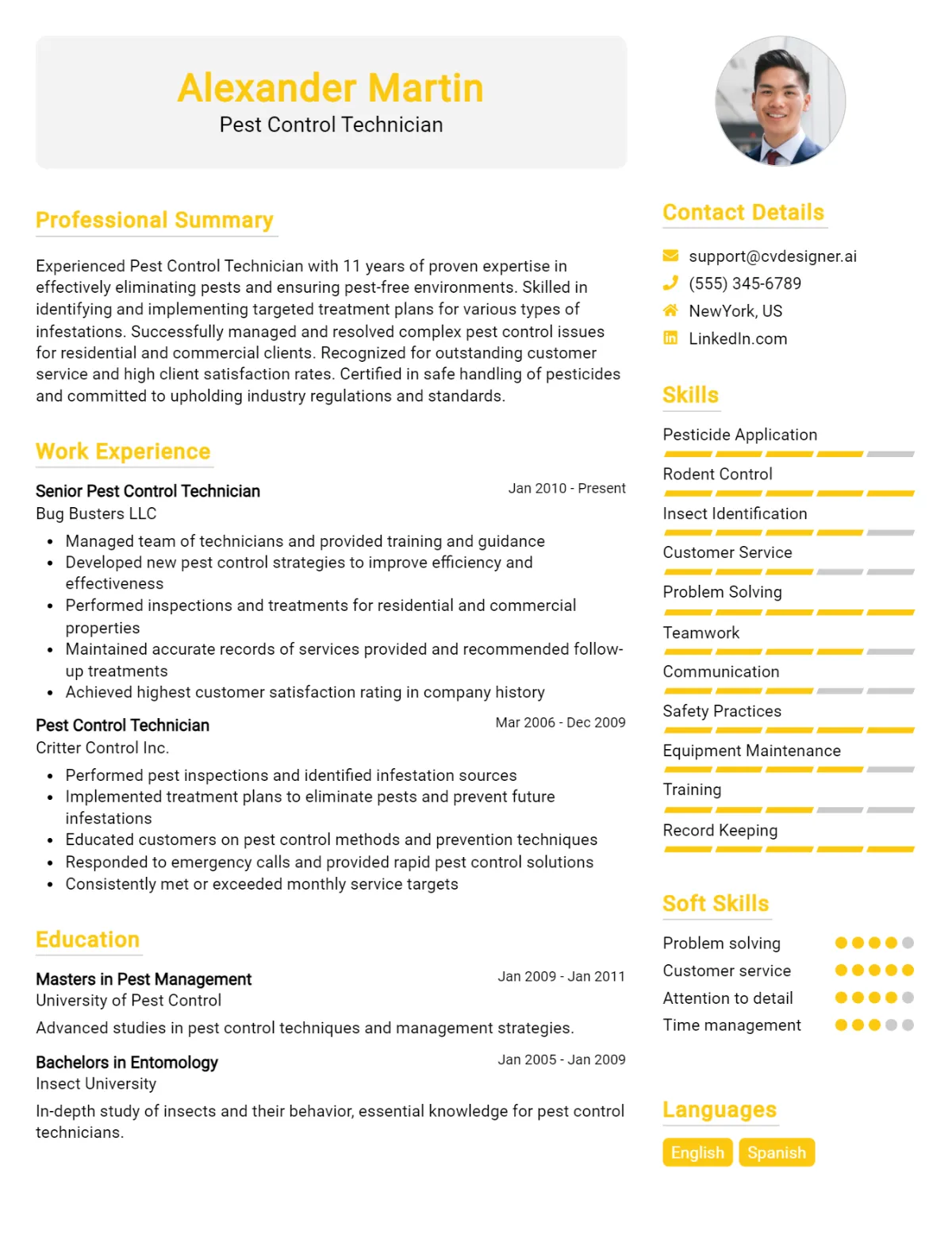 Pest Control Technician CV Example For 2026: Best Formatting Tips Preview