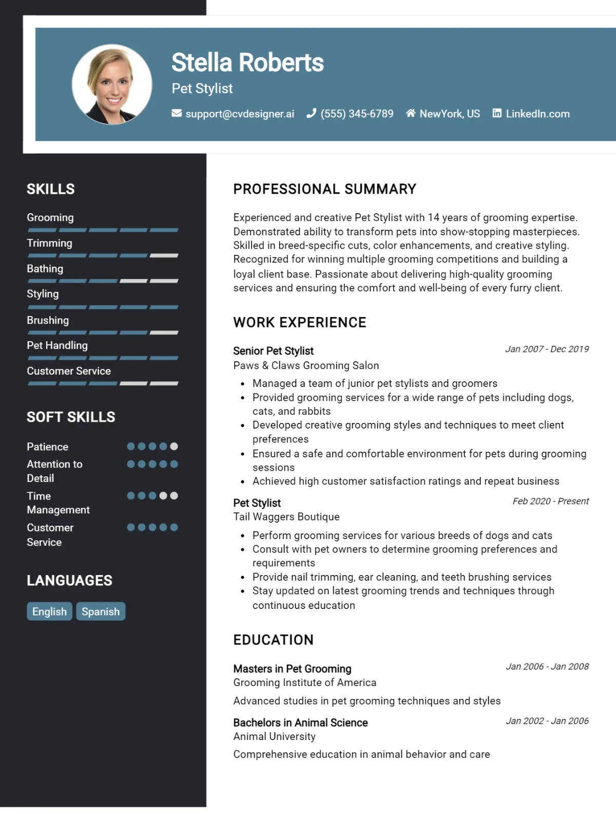 Pet Stylist CV Example For 2026: Tips to Stand Out Preview