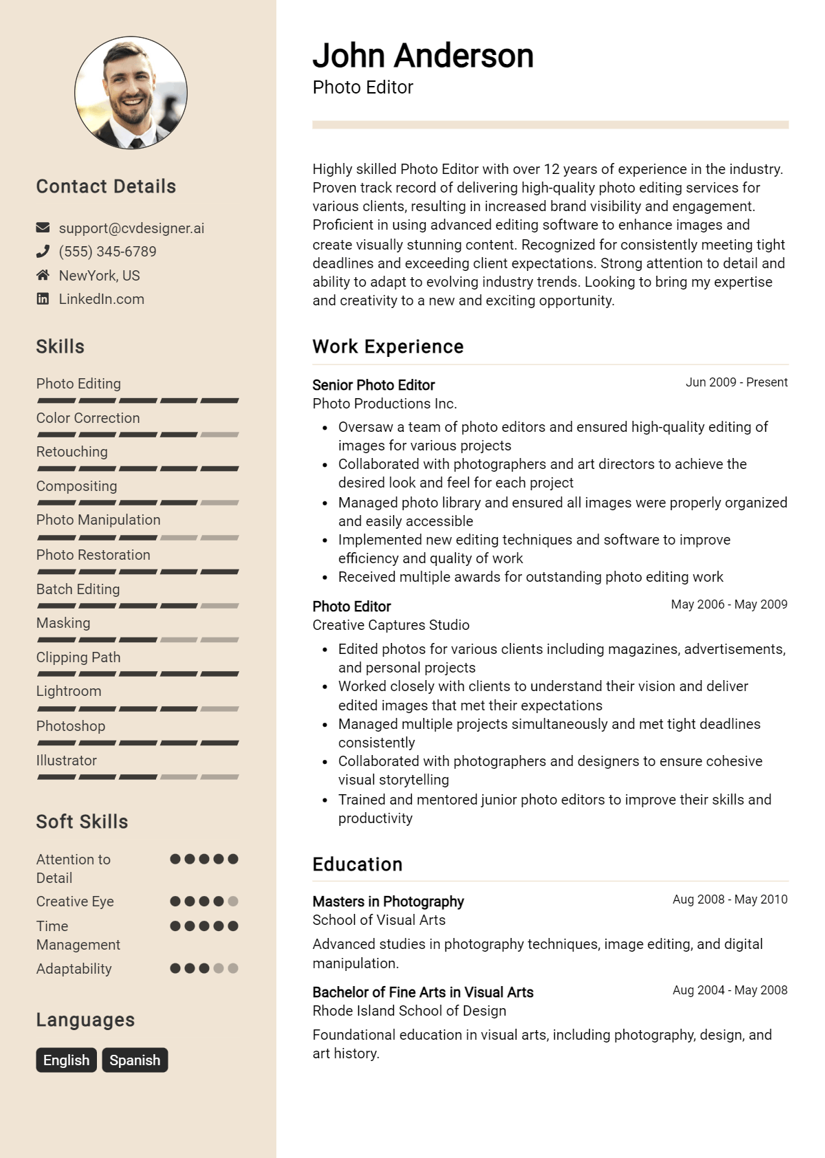 Photo Editor Resume Example for 2026: Expert Tips Preview