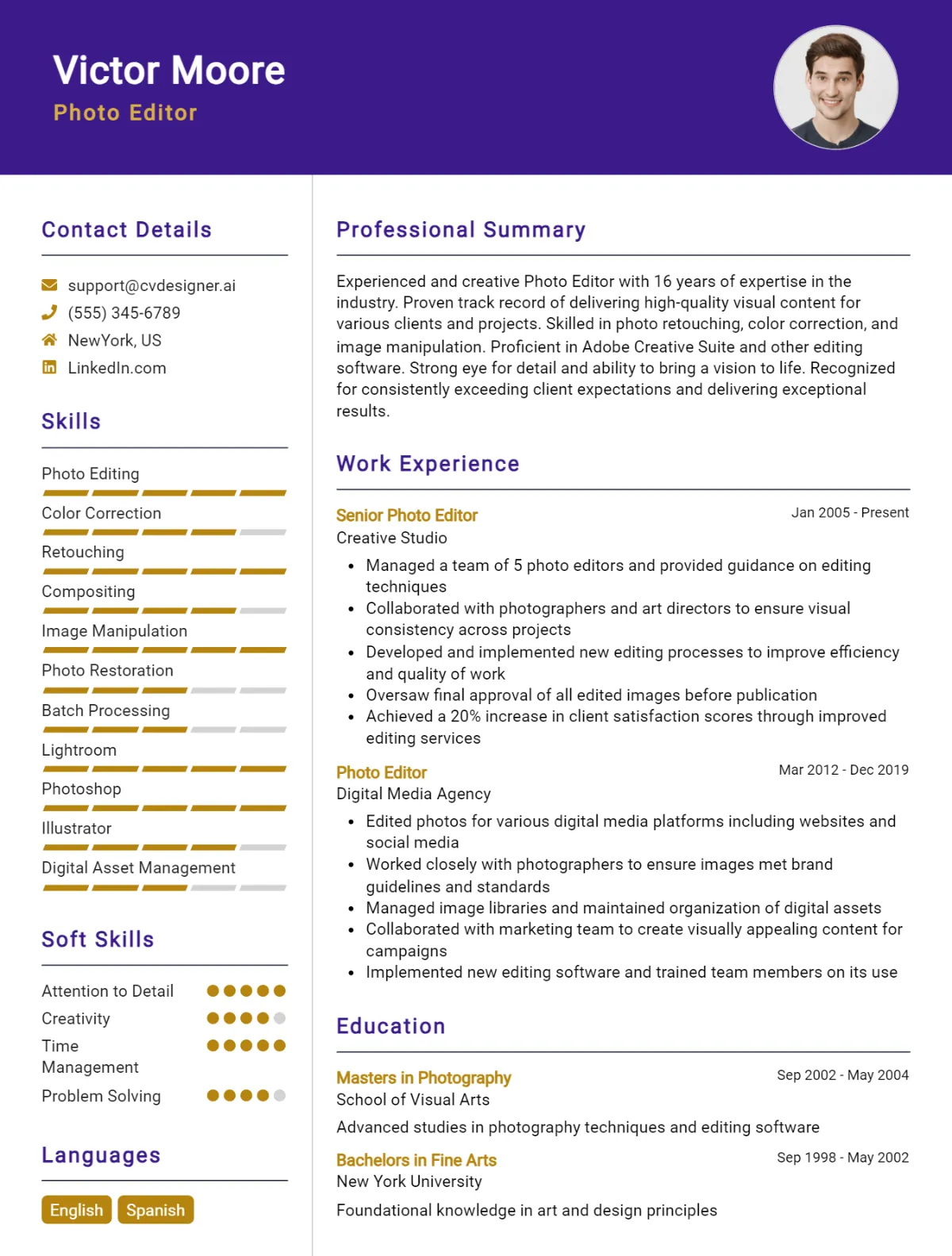 Photo Editor CV Example For 2026: How to Craft a Winning CV Preview