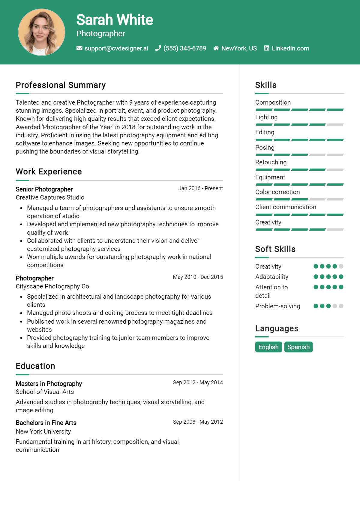 Photographer Resume Example for 2026: Best Writing Tips Preview