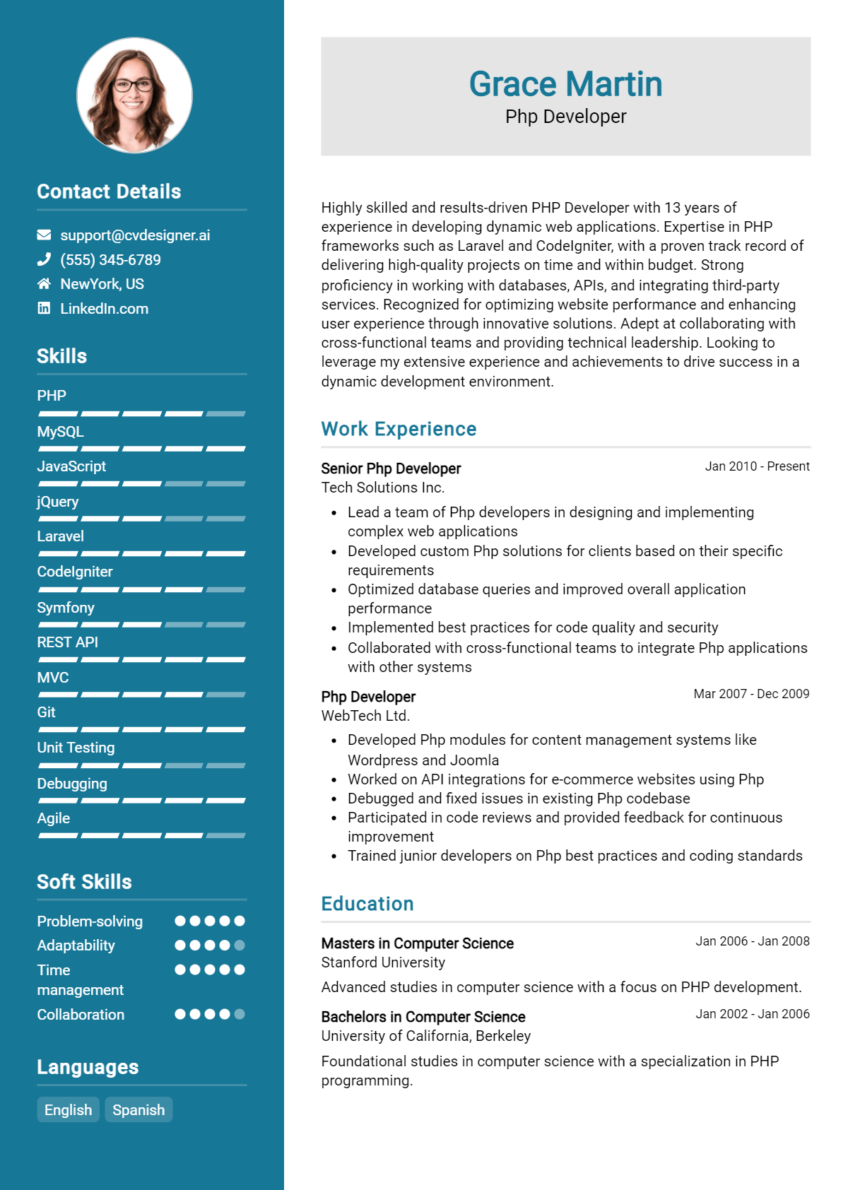12 PHP Developer Resume Example for 2026: Top CV Skills Preview