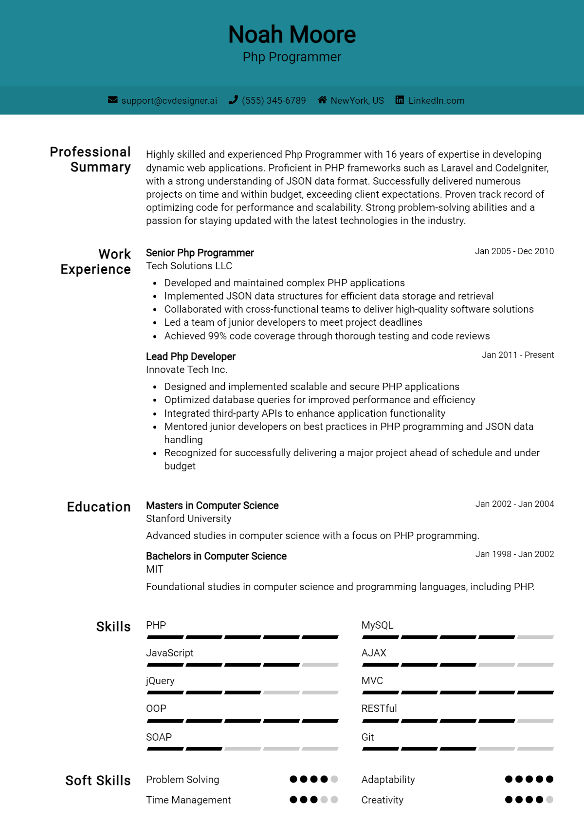 12 PHP Programmer Resume Examples for 2026: Free Templates Preview
