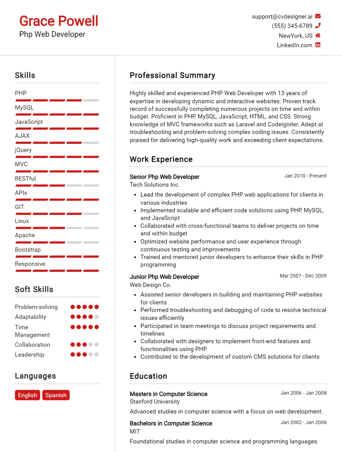 14 PHP Web Developer CV Examples For 2026: Proven Tips & Templates Preview