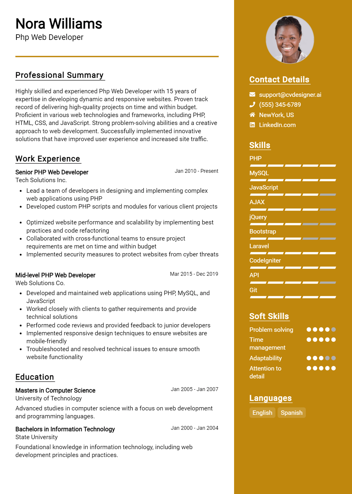 12 PHP Web Developer Resume Examples And Templates for 2026 Preview