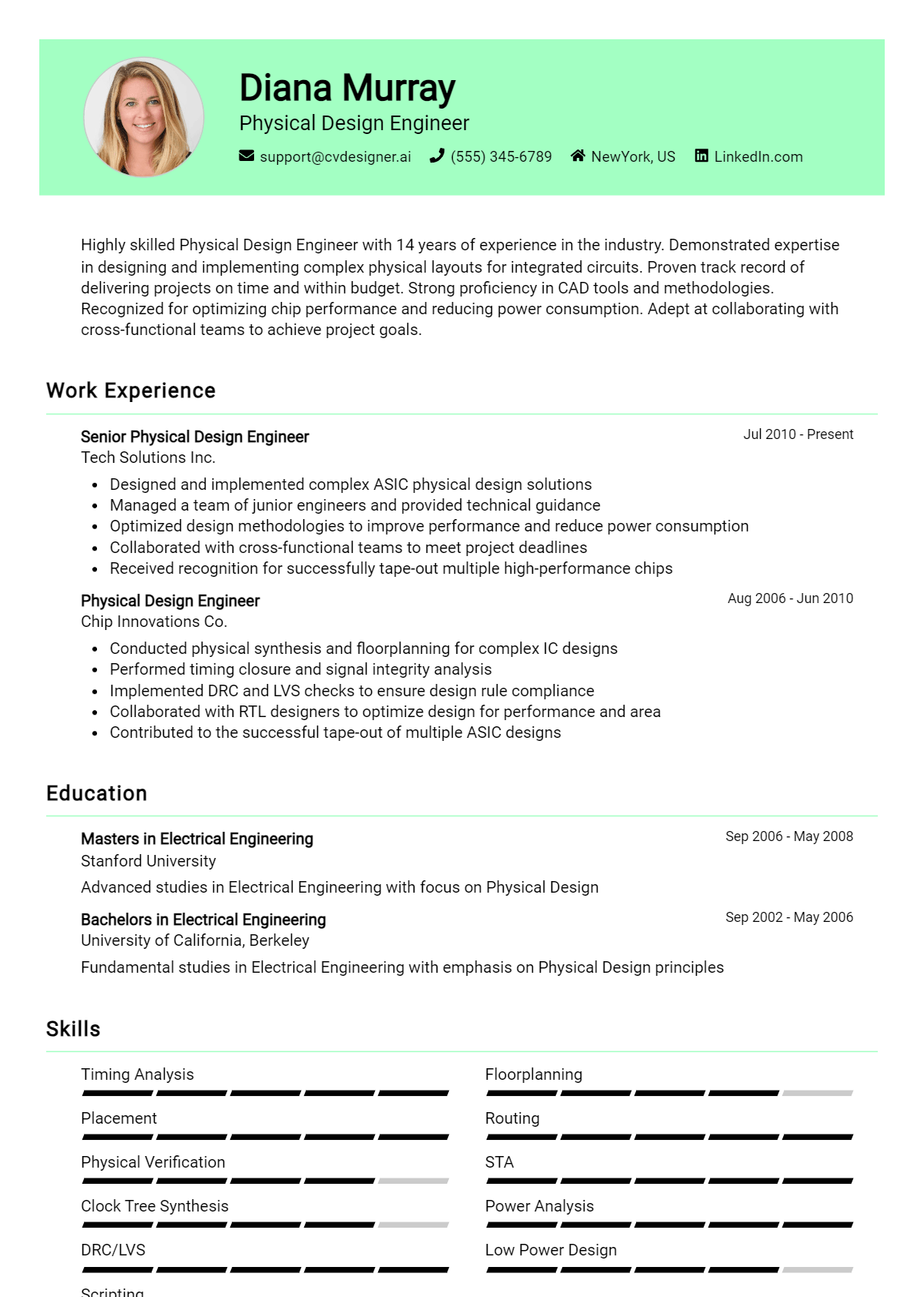 12 Physical Design Engineer Resume Examples And Templates for 2026 Preview