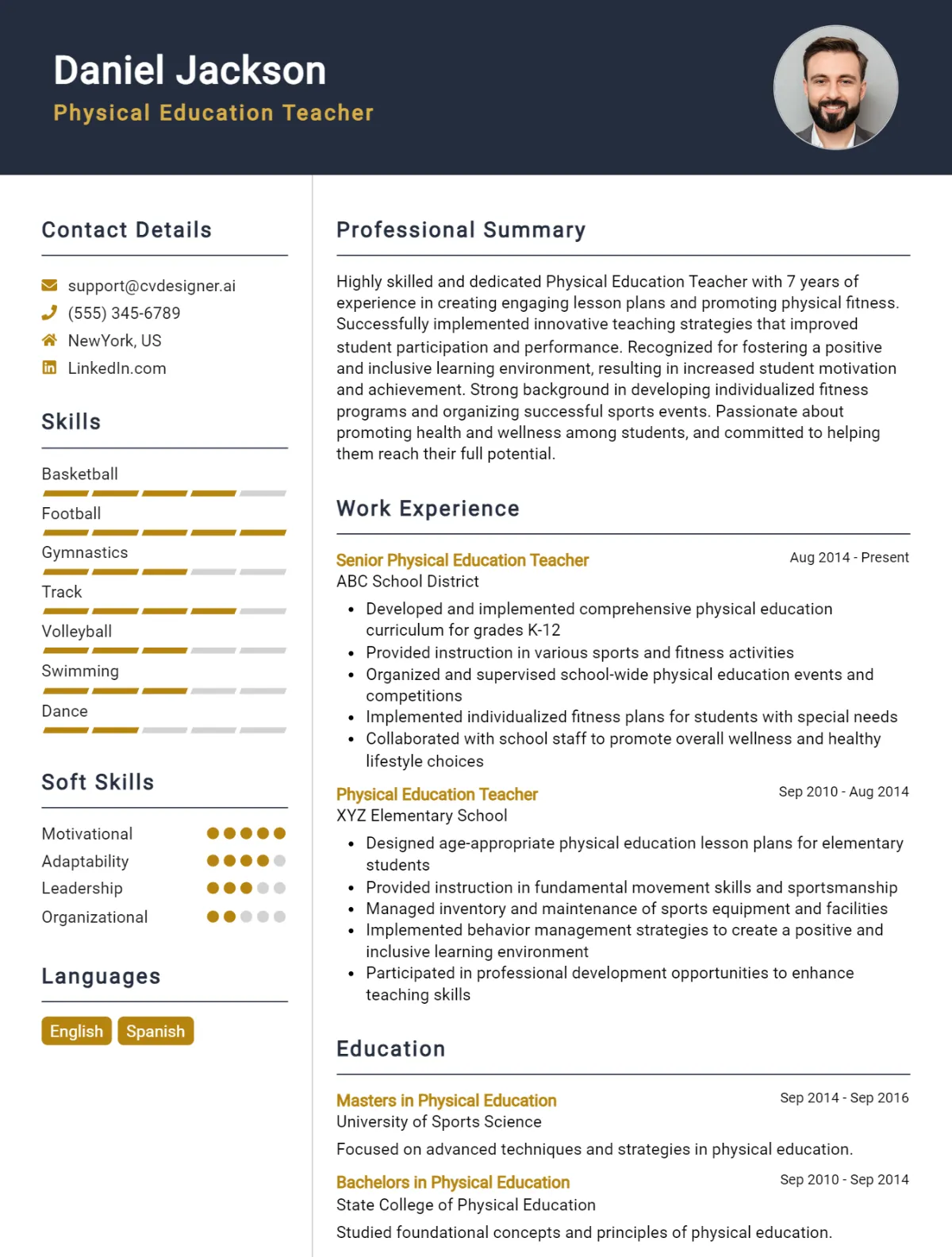 Physical Education Teacher CV Example For 2026: Best Formatting Tips Preview